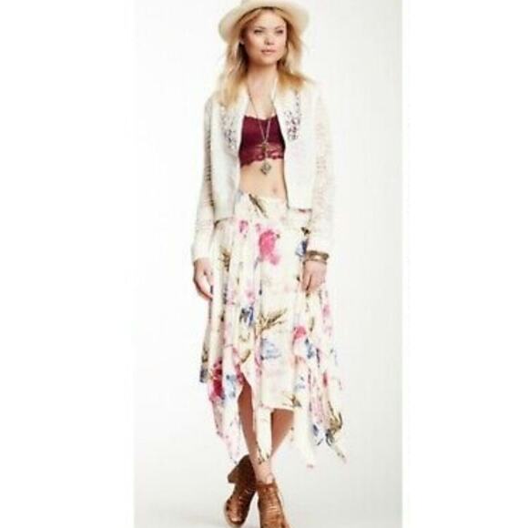Free People Fly Away Floral Asymmetrical Medium Skirt - Picture 1 of 6